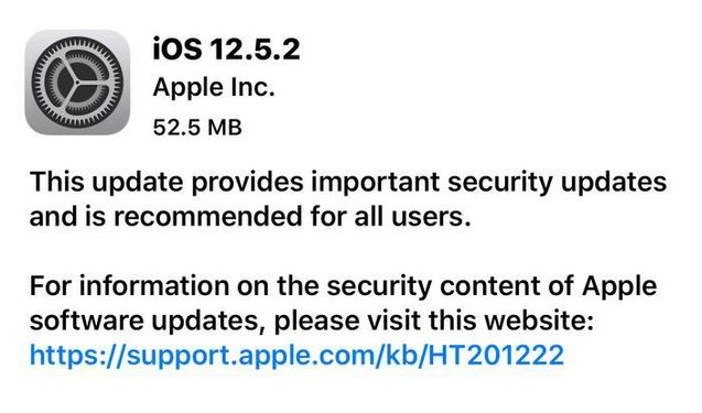 喀左苹果手机维修分享iOS12.5.2发布，建议所有老苹果用户安装 